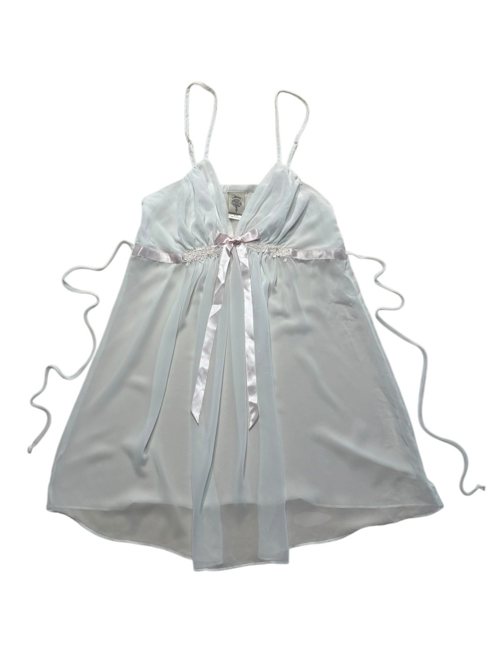 In Bloom Sheer Satin-Trim Chemise in Pale Blue